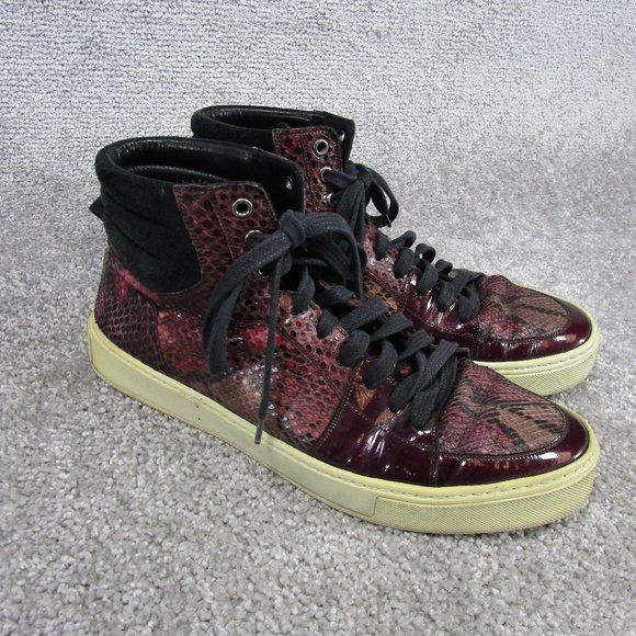 Yves Saint Laurent Sneakers Mens Size 43.5 Eu 10.5  Malibu Snakeskin Red Leather main image 7